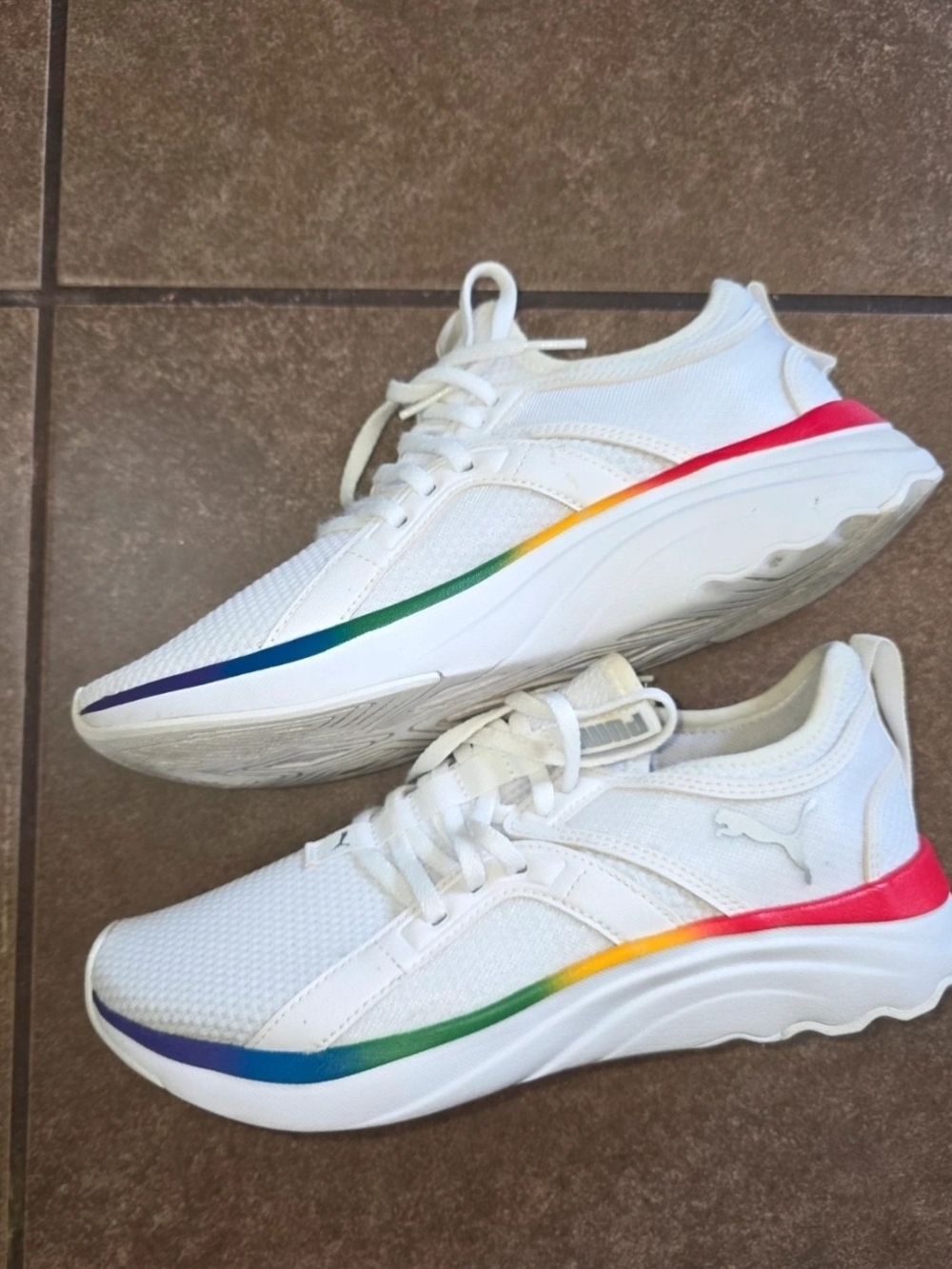 White Women's Sneakers with Rainbow Accent - Puma